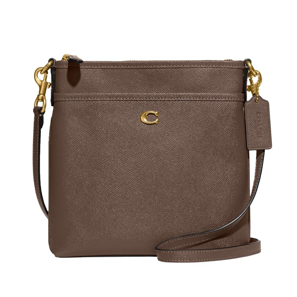 NWT Coach Kitt Messenger Crossbody Bag, Dark Stone, Leather